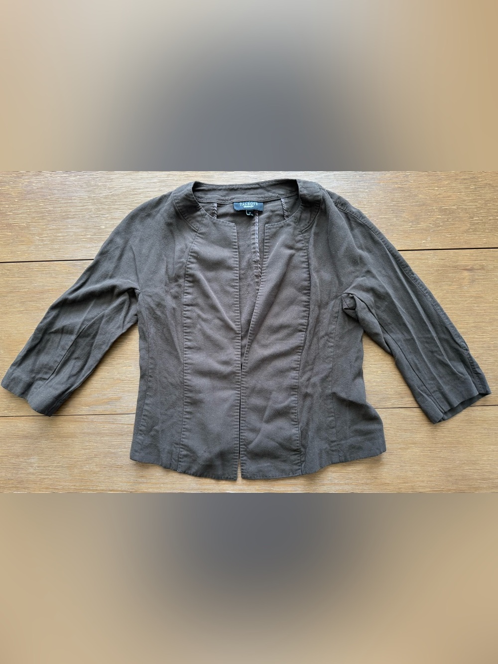 Talbots Brown Structured Open-Front Blazer